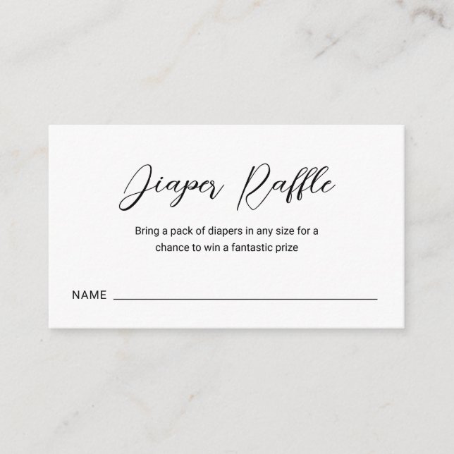 Modern Minimal Diaper Raffle Simple Baby Shower Enclosure Card (Front)