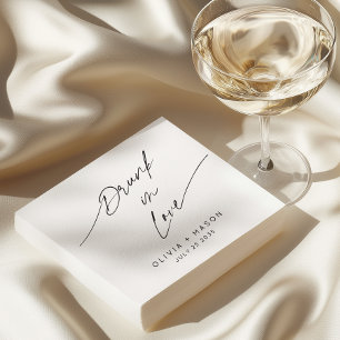 Modern Minimal Drunk In Love Whimsical Wedding Napkin