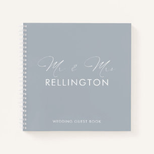 Modern Minimal Dusty Blue Wedding Guest Book