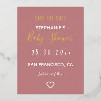 Modern Minimal Dusty Rose Heart Baby Shower