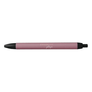 Modern Minimal Dusty Rose Script Personalized Blue Ink Pen