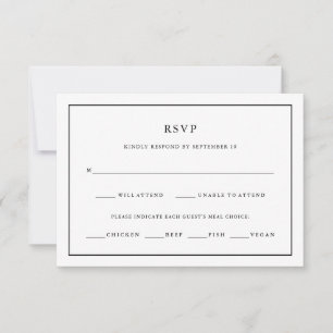 Modern Minimal Editable Colour Border Meal Choic RSVP Card