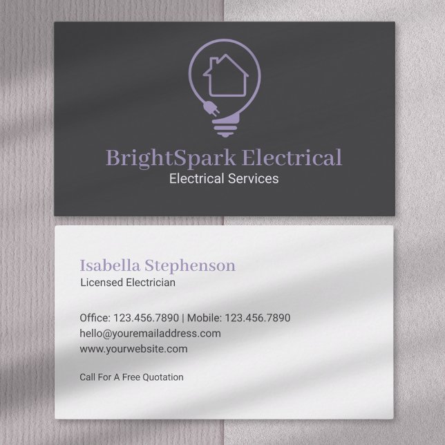 Modern Minimal Electrical Services Electrician Business Card (Creator Uploaded)