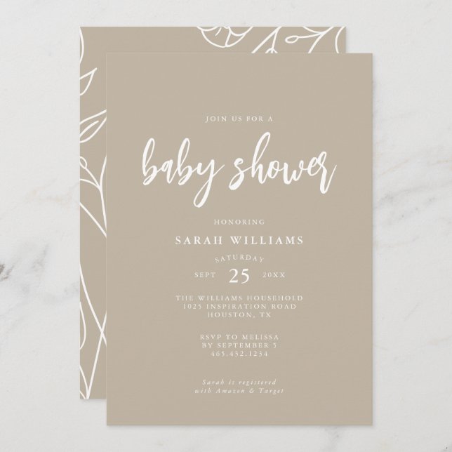 Modern Minimal Elegant Baby Shower | Invitation (Front/Back)