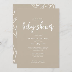 Modern Minimal Elegant Baby Shower   Invitation