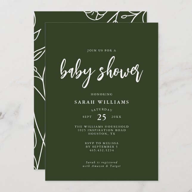 Modern Minimal Elegant Baby Shower | Invitation (Front/Back)