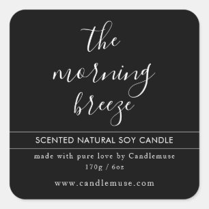 Modern minimal elegant black script candle label