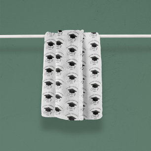 Modern minimal elegant black white graduation fleece blanket