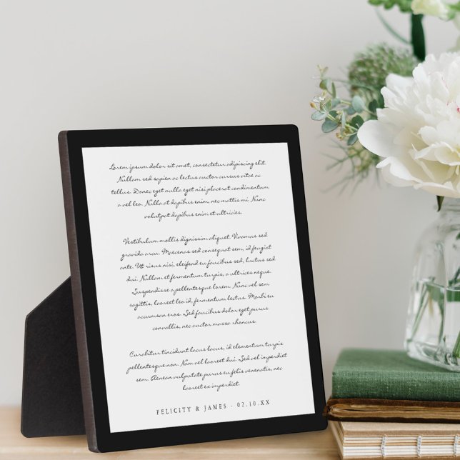 Modern Minimal & Elegant Black/White Wedding Vows Plaque (Creator Uploaded)