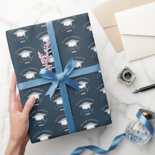 Modern minimal elegant blue class of graduation wrapping paper