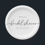 Modern Minimal Elegant Bridal Shower  Paper Plate<br><div class="desc">This is a modern minimalist bridal shower paper plate design. Edit most wording and all colours to make this minimal bridal shower plate fit your event needs and personal style. Just select "edit using design tool" on toolbar :)</div>