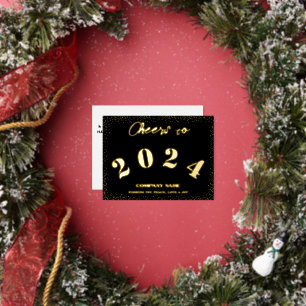 Modern Minimal Elegant Cheers to 2024 Foil Holiday Postcard