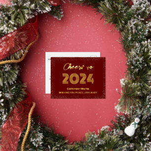 Modern Minimal Elegant Cheers to Foil Holiday Postcard