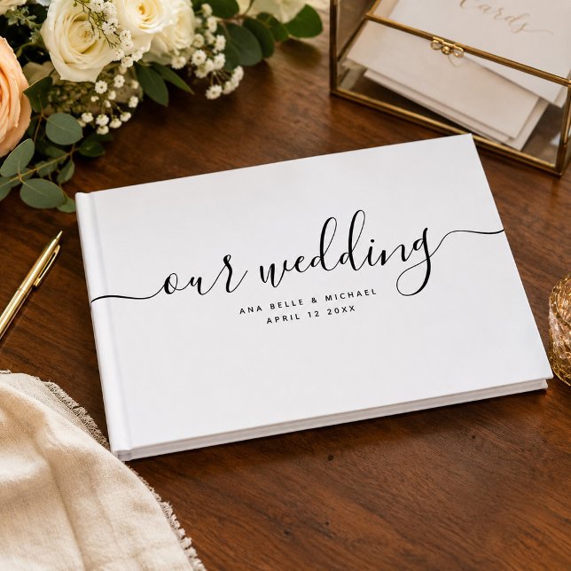 Modern Minimal Elegant Chic Handwritten Wedding Guest Book (Creator Uploaded)