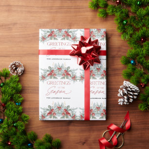 Modern Minimal Elegant Christmas Greenery Wrapping Paper