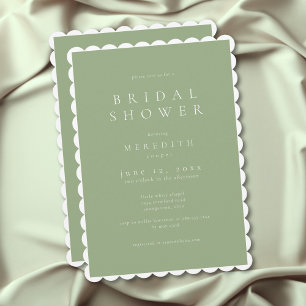 Modern Minimal Elegant Dusty Green Bridal Shower Invitation
