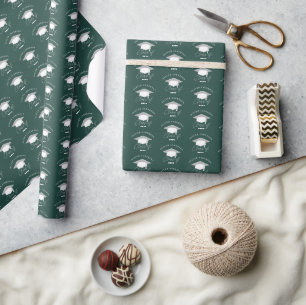 Modern minimal elegant green class of graduation wrapping paper