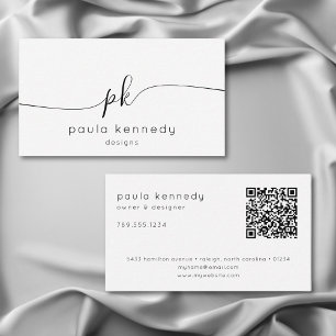 Modern Minimal Elegant Monogram QR Code Business Card