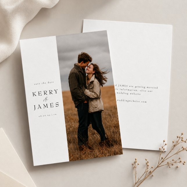 Modern Minimal Elegant Photo Double Sided Wedding Save The Date (Creator Uploaded)