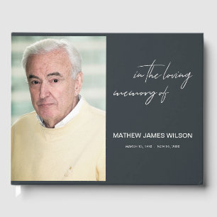 MODERN MINIMAL ELEGANT PHOTO SYMPATHY MEMORIAL GUEST BOOK