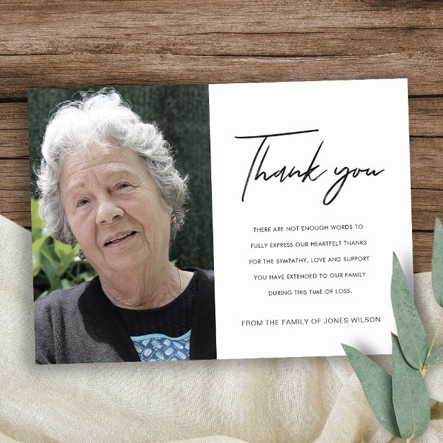 MODERN MINIMAL ELEGANT PHOTO SYMPATHY MEMORIAL THANK YOU CARD (Creator Uploaded)