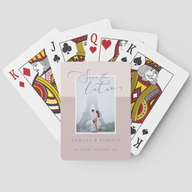 Modern, Minimal & Elegant Pink Two Tone Photo Playing Cards (Back)