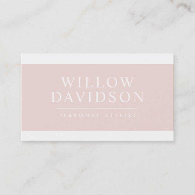 MODERN MINIMAL elegant plain clean blush pink Business Card (Front)