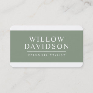 MODERN MINIMAL elegant plain clean eco sage green Business Card