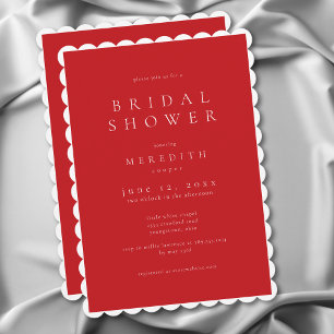 Modern Minimal Elegant Rich Red Bridal Shower Invitation