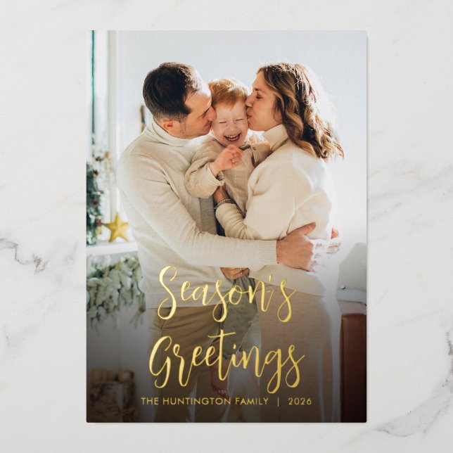 Modern Minimal Elegant Script 2 Photo Christmas (Front)