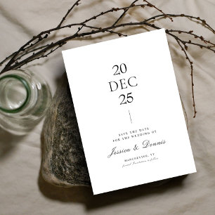 Modern Minimal Elegant Script B&W Save the Date Invitation