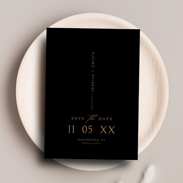 Modern Minimal Elegant Script Black Save the Date Invitation (Creator Uploaded)