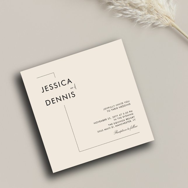 Modern Minimal Elegant Script Boho Square Wedding Invitation (Creator Uploaded)