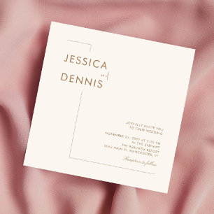 Modern Minimal Elegant Script Boho Square Wedding Invitation