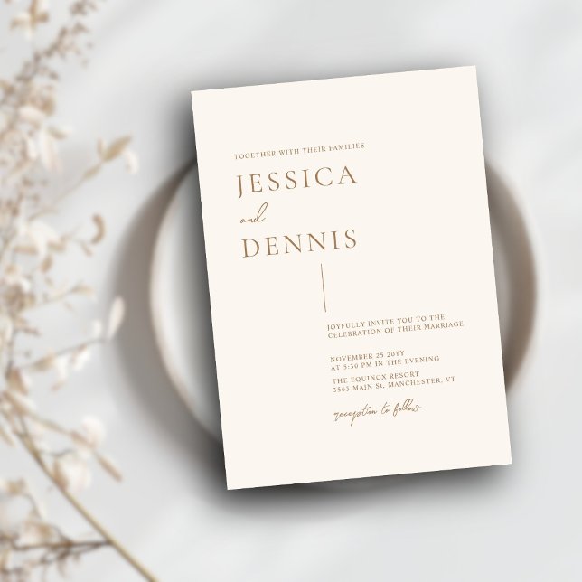 Modern Minimal Elegant Script Chic Boho Wedding Invitation (Creator Uploaded)