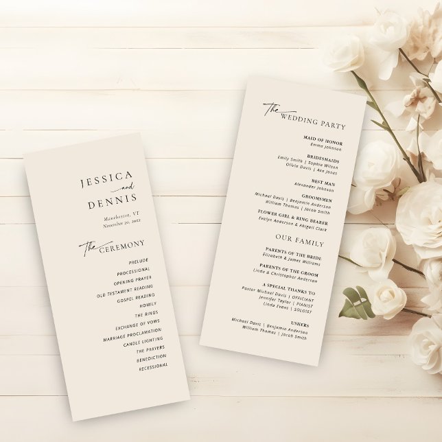 Modern Minimal Elegant Script Chic Wedding Program (Creator Uploaded)