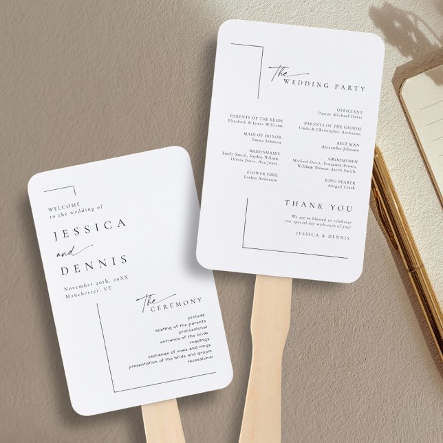 Modern Minimal Elegant Script Chic Wedding Program Hand Fan (Creator Uploaded)