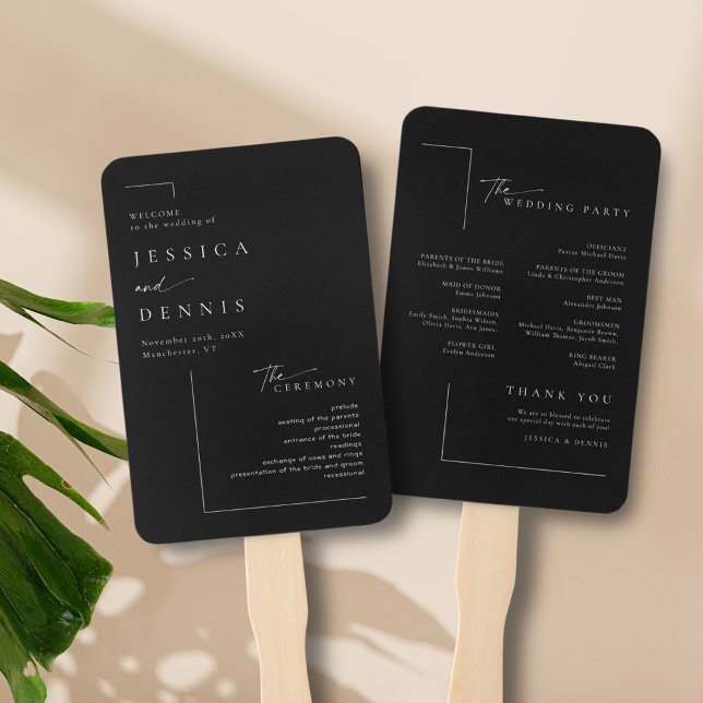 Modern Minimal Elegant Script Chic Wedding Program Hand Fan (Creator Uploaded)