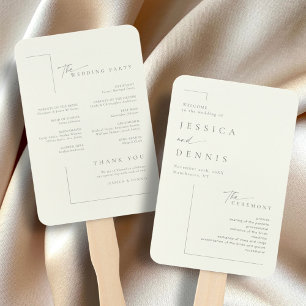 Modern Minimal Elegant Script Chic Wedding Program Hand Fan