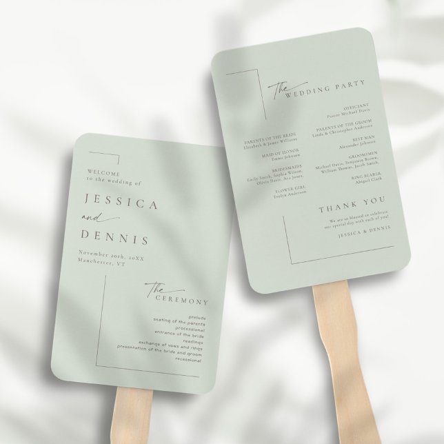 Modern Minimal Elegant Script Chic Wedding Program Hand Fan (Creator Uploaded)