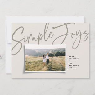 Modern, minimal elegant script holiday photo card