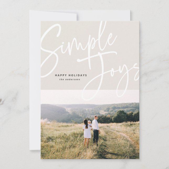 Modern, minimal elegant script holiday photo card (Front)