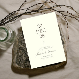 Modern Minimal Elegant Script Ivory Save the Date Invitation