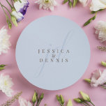 Modern Minimal Elegant Script Monogram Wedding Classic Round Sticker<br><div class="desc">Modern Minimal Elegant Script Monogram Wedding Classic Round Sticker Add a touch of elegance to your wedding with these modern, minimalist, and elegant script monogram classic round stickers. Crafted in classic light blue and Roman Coffee colours, these stickers are perfect for sealing invitations, favour bags, or adding a personalised touch...</div>