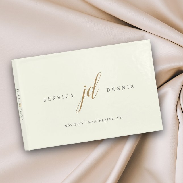 Modern Minimal Elegant Script Monogram Wedding Guest Book (Creator Uploaded)