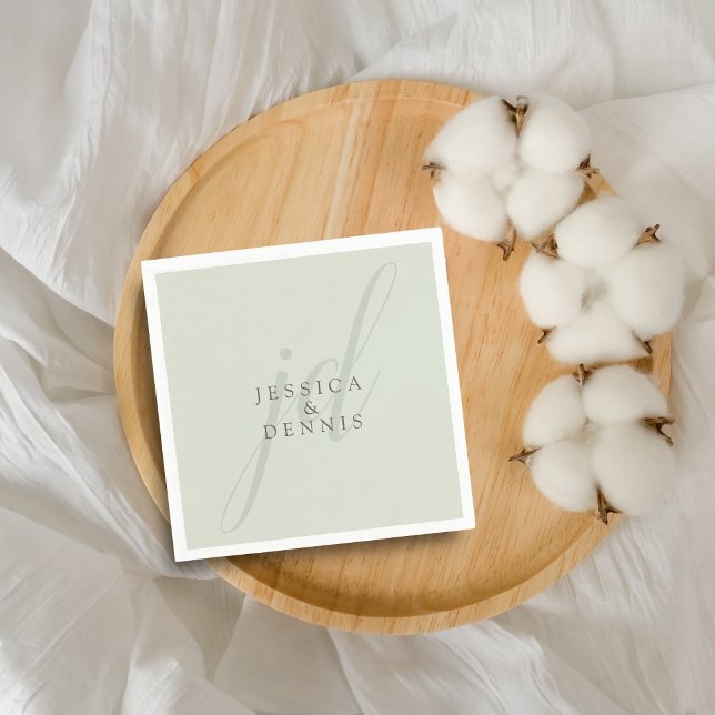 Modern Minimal Elegant Script Monogram Wedding Napkin (Creator Uploaded)