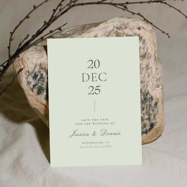 Modern Minimal Elegant Script Sage Save the Date Invitation (Creator Uploaded)