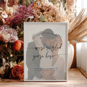 Modern Minimal Elegant Script Wedding Photo Sign