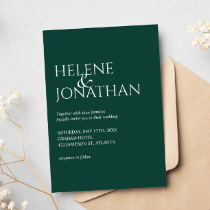 Modern Minimal Emerald Green Elegant Wedding Invitation