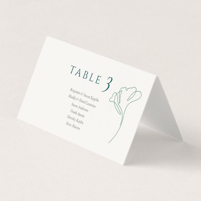 Modern Minimal Emerald Ivory Wedding Place Cards (Front)